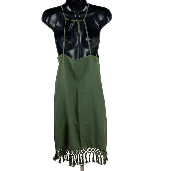 Abercrombie & Fitch strappy summer dress womens M olive green - Picture 2 of 6